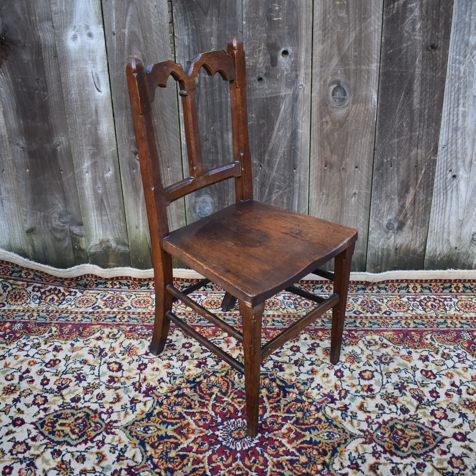 Antique Perkins Neale & Stockwell Of Leicester Oak Gothic Chapel Church Chair photo vinterior