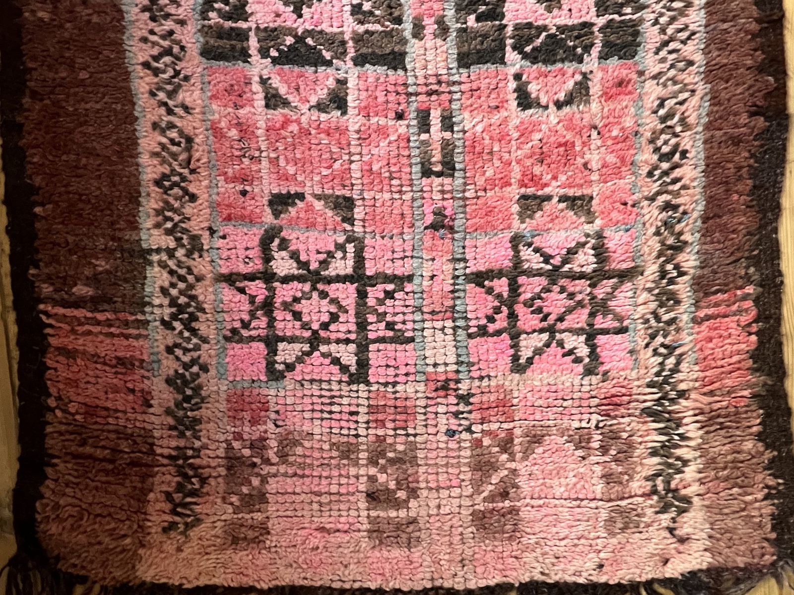 Moroccan Wool Runner In Pink Brown And Grey photo 400.0