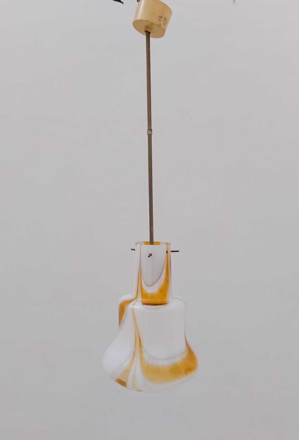 Murano Glass Chandelier Carlo Moretti Era White Yellow Space Age Design 70s Hanglamp