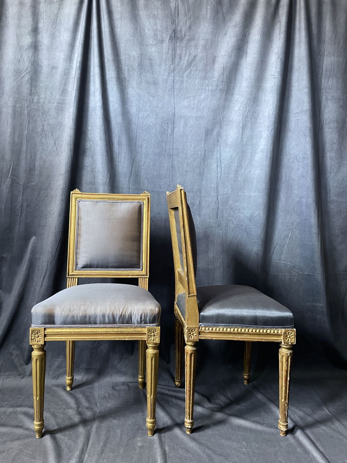 A ‘Pair’ Of Pretty Louis XVI Small Giltwood Chairs. photo buy
