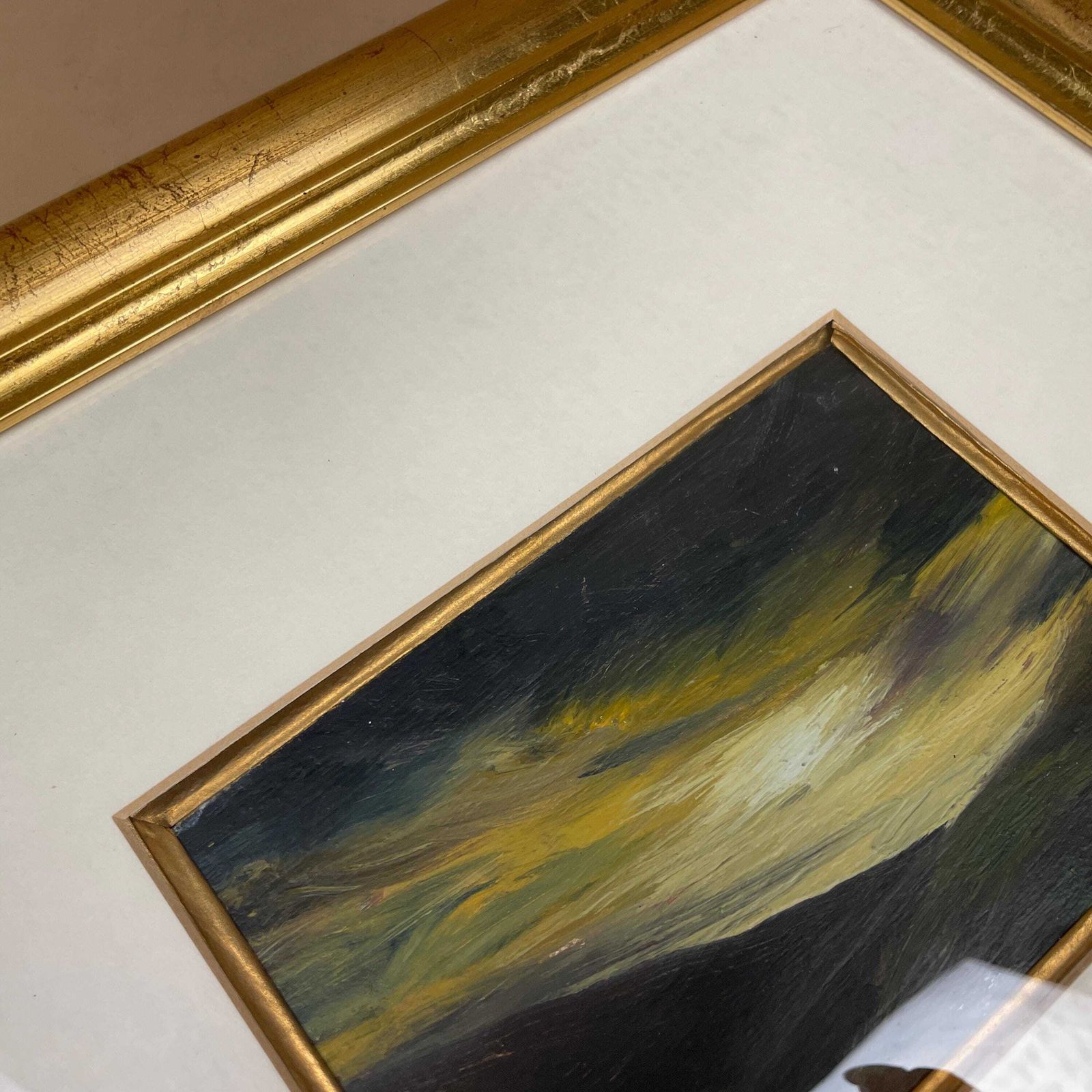 Framed Landscape Picture Art Oil Painting Modern Light & Shadow Gold Wood Frame Wall Artwork Wooden Rectangular Portrait Moody Dramatic photo buy