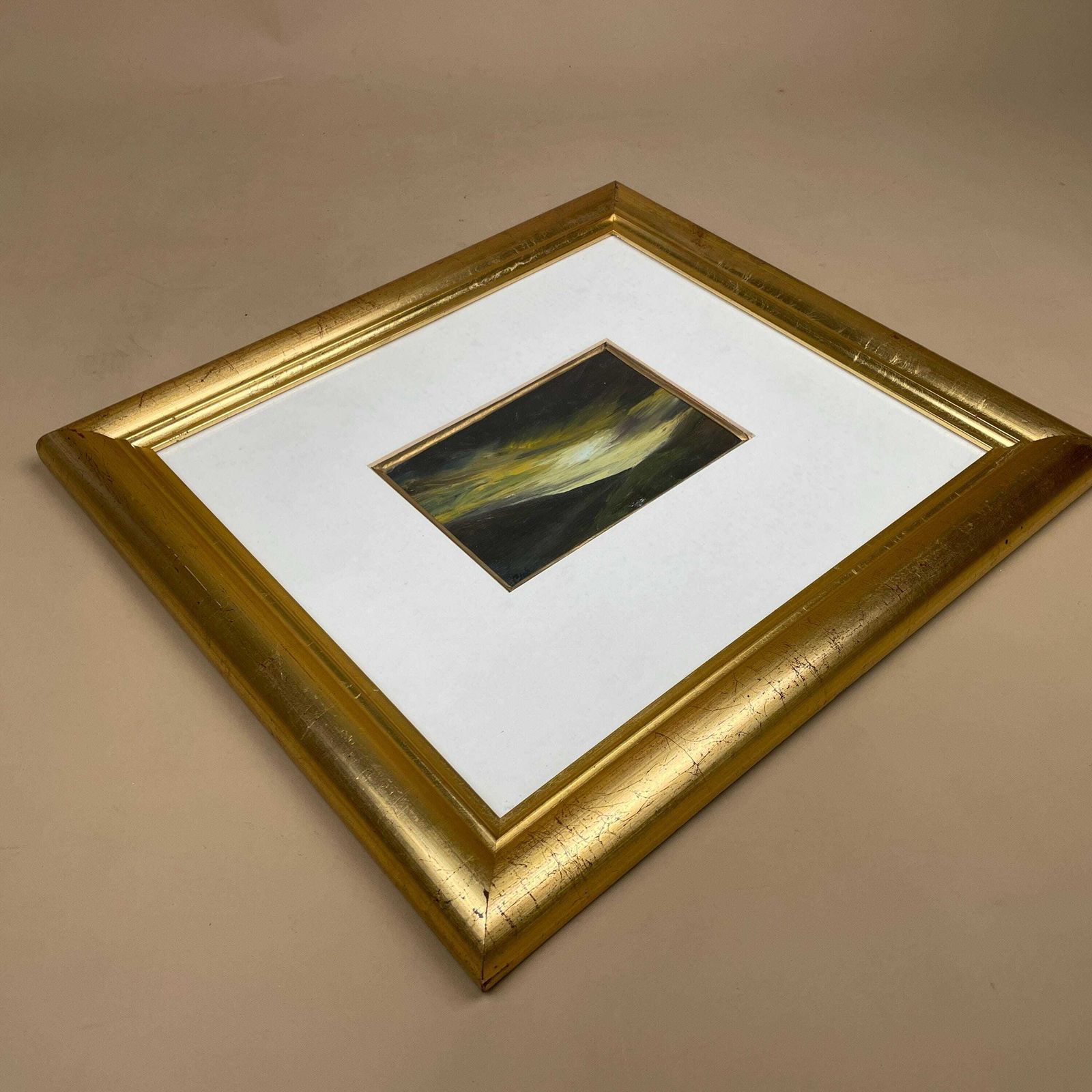 photo furniture Framed Landscape Picture Art Oil Painting Modern Light & Shadow Gold Wood Frame Wall Artwork Wooden Rectangular Portrait Moody Dramatic