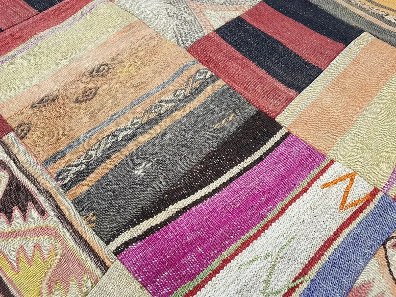 Turkish Kilim Rug   Patchwork Design 4'10" X 6'6" photo buy