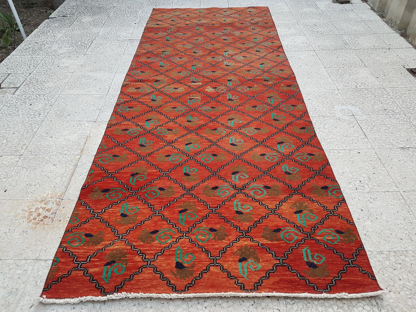 1960s Turkish Oushak Wide Rug   Red Carpet 3'10" X 10' photo for sale