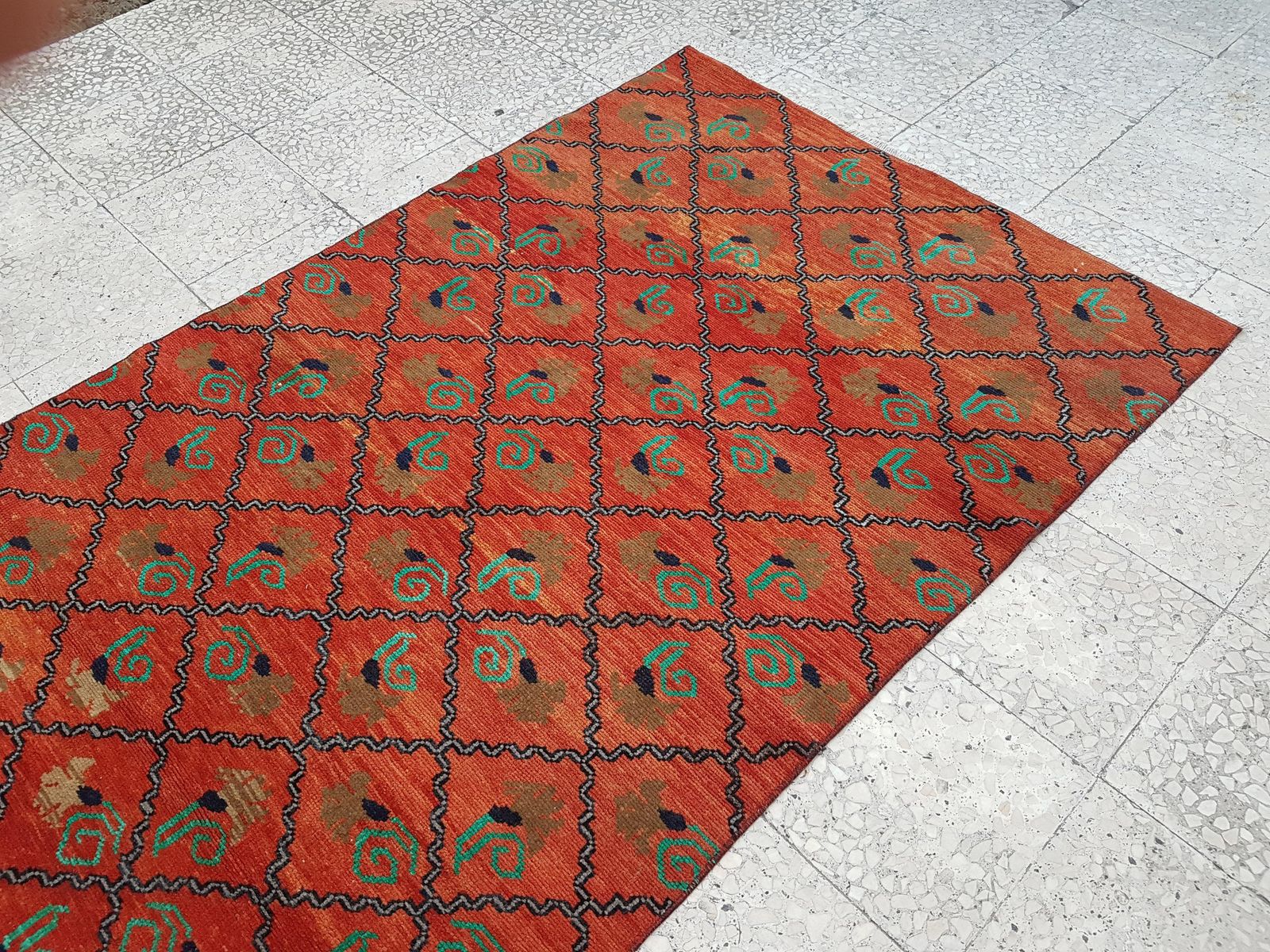 photo for sale 1960s Turkish Oushak Wide Rug   Red Carpet 3'10" X 10'
