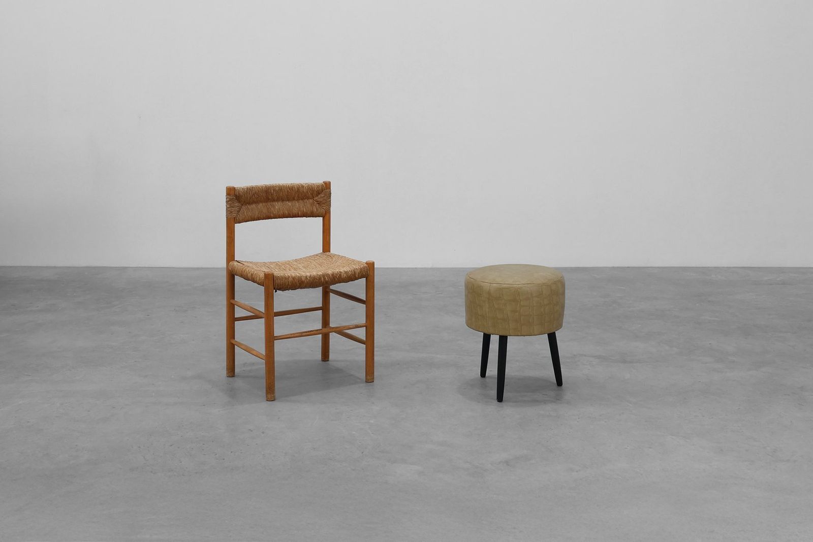Vintage French Stool In Faux Leather And Wood, 1960 photo furniture