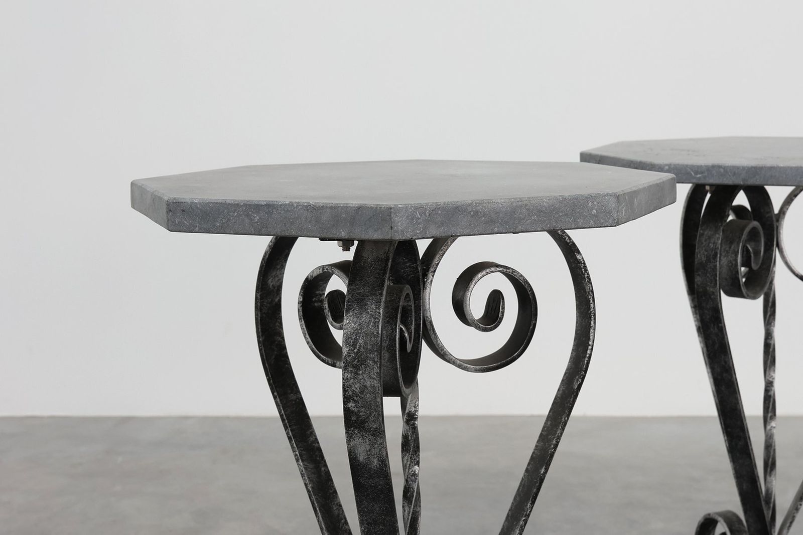 French Wrought Iron Consoles With Belgian Blue Stone Tops, 1950s, Set Of 2 photo furniture