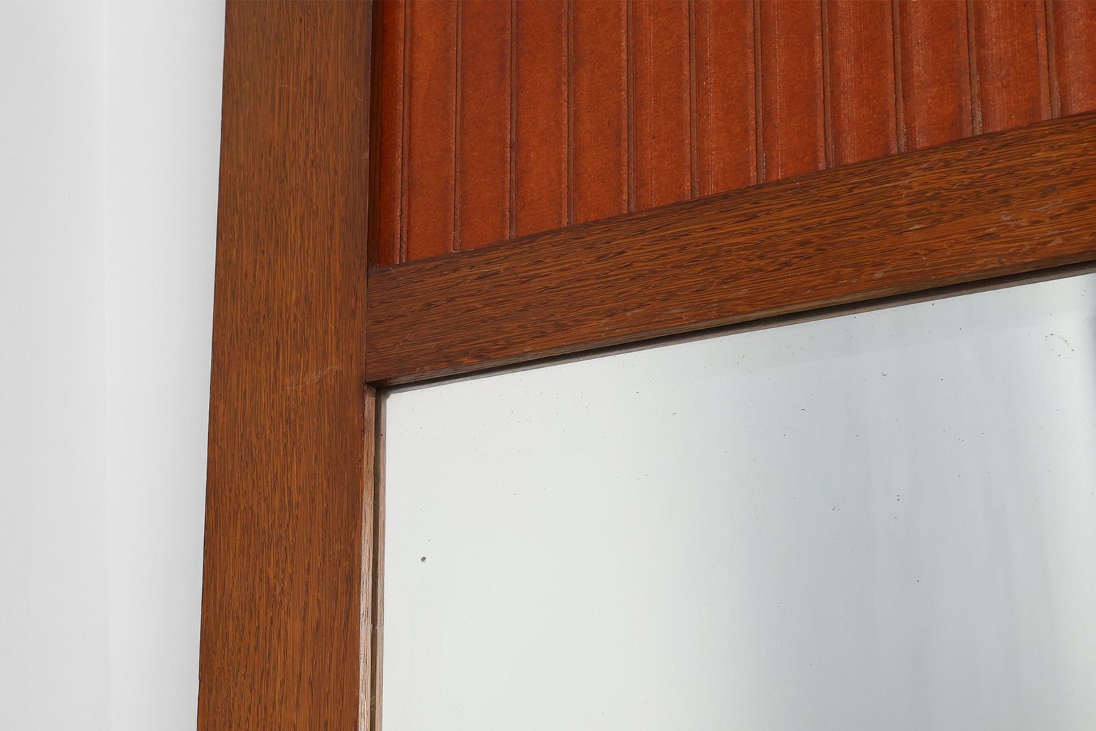 Art Deco French Oak Mirror With Fluted Panel, 1930s photo for sale