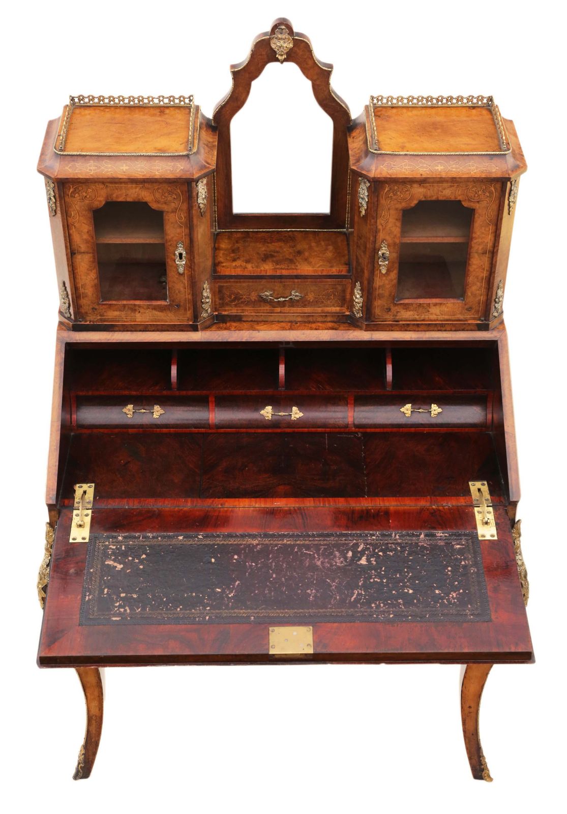 Antique 19th Century Inlaid Burr Walnut Bonheur De Jour Bureau Desk   High Quality Writing Table photo 2995.0