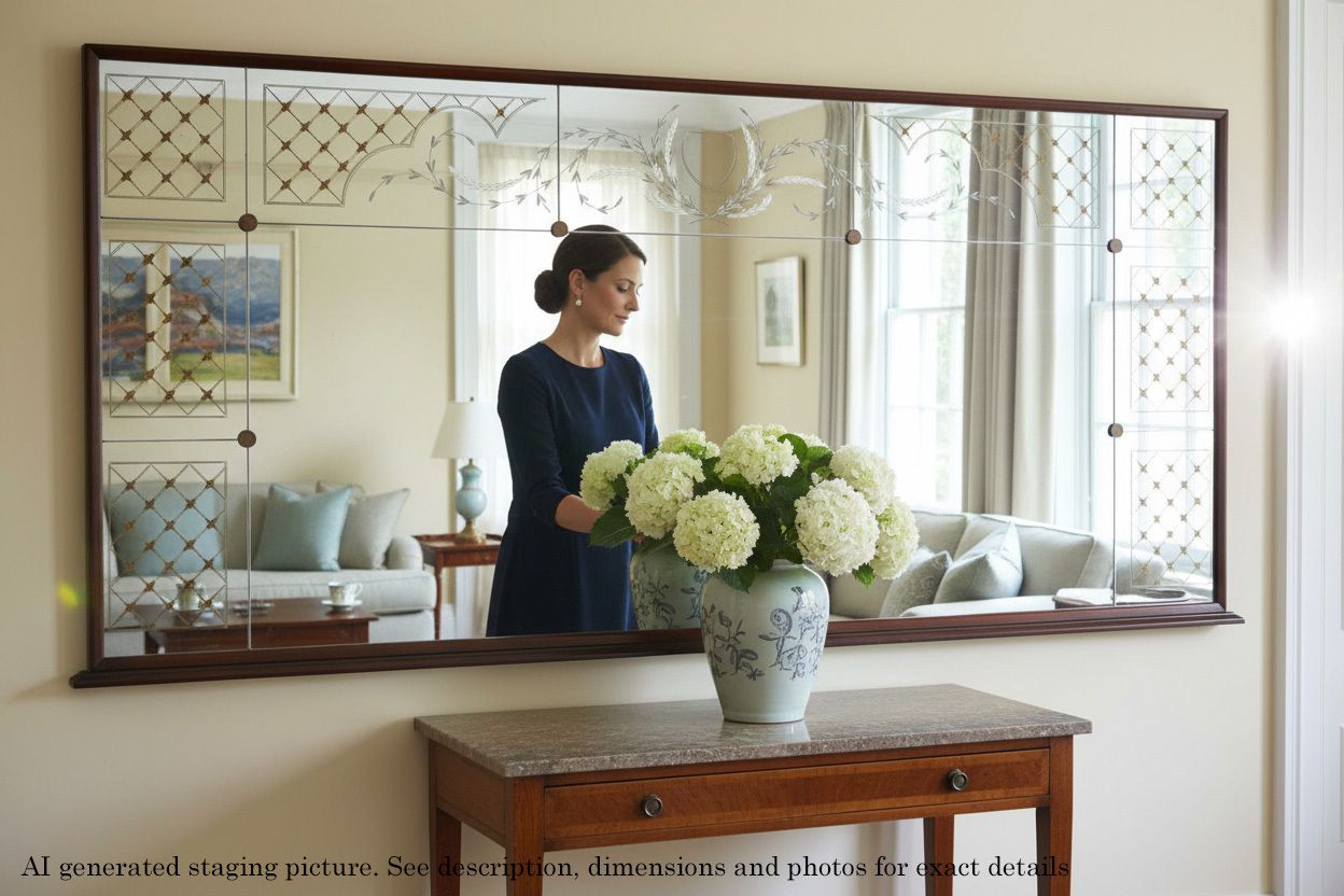 Antique Large Quality Italian Mahogany Chateau Overmantle / Wall Mirror C.1950 – Vintage Decor photo furniture