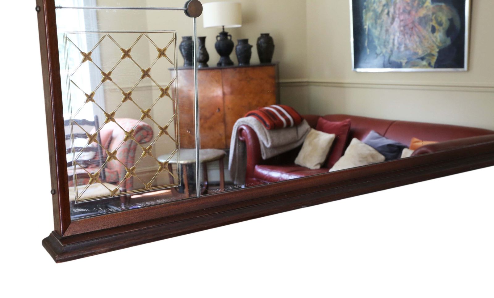 Antique Large Quality Italian Mahogany Chateau Overmantle / Wall Mirror C.1950 – Vintage Decor photo buy