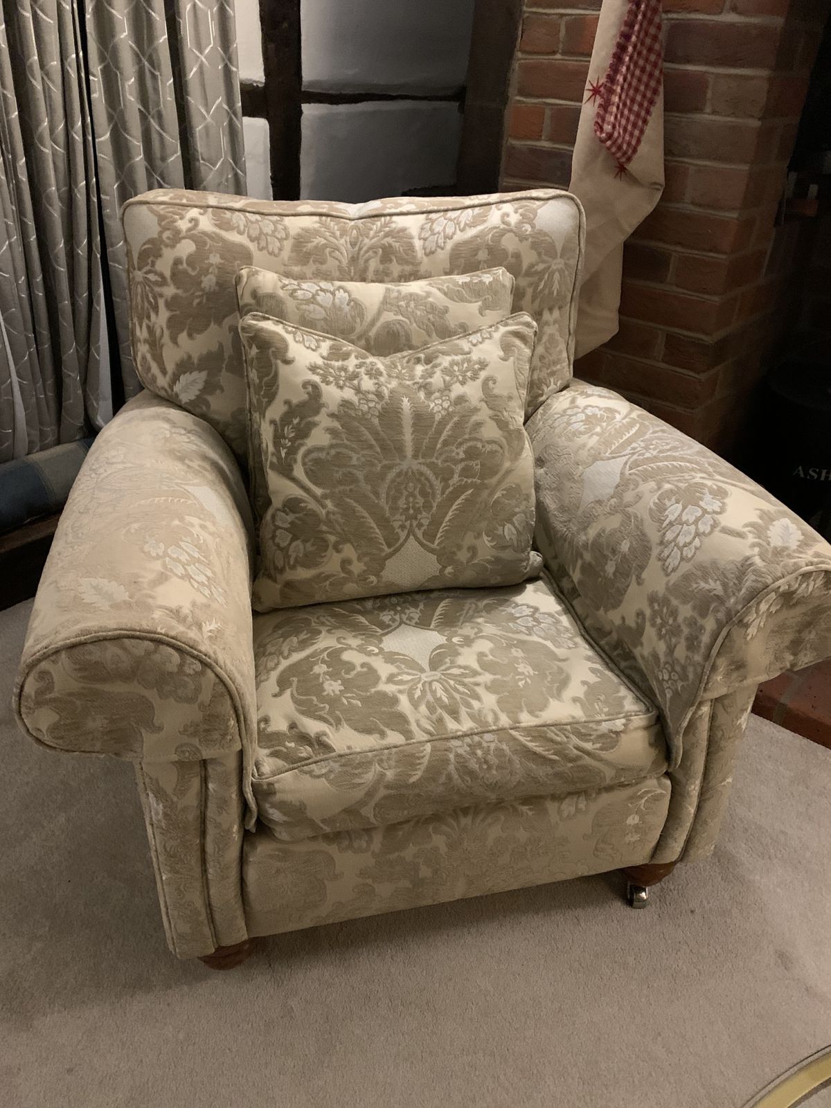 Duresta Trafalgar Metallic Damask Armchair