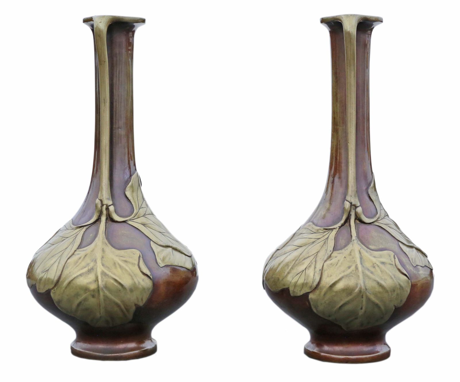 Pair Of Large Fine Quality Japanese Meiji Mixed Metal Vases   Antique, C.1910 photo for sale