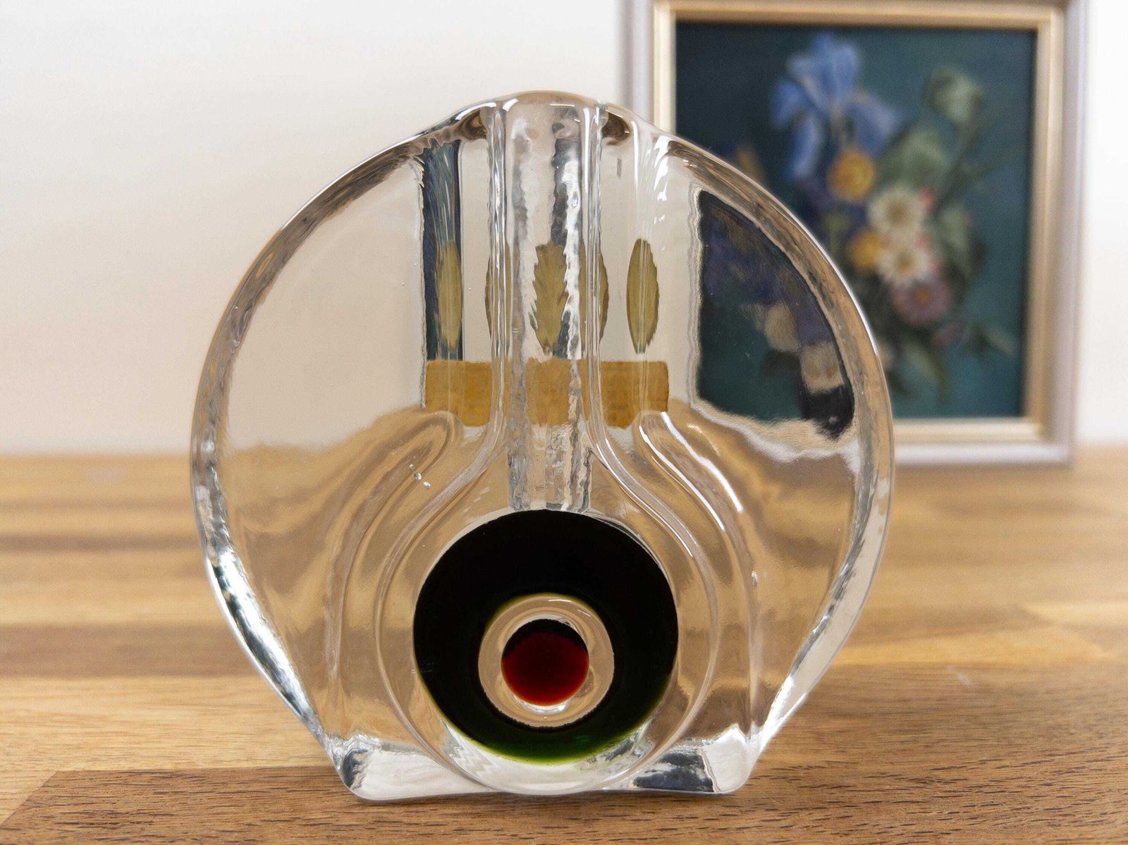 Walther Glass Wheel Vases: 1960s Solifleur Pair With Bullseye Motif photo vintage