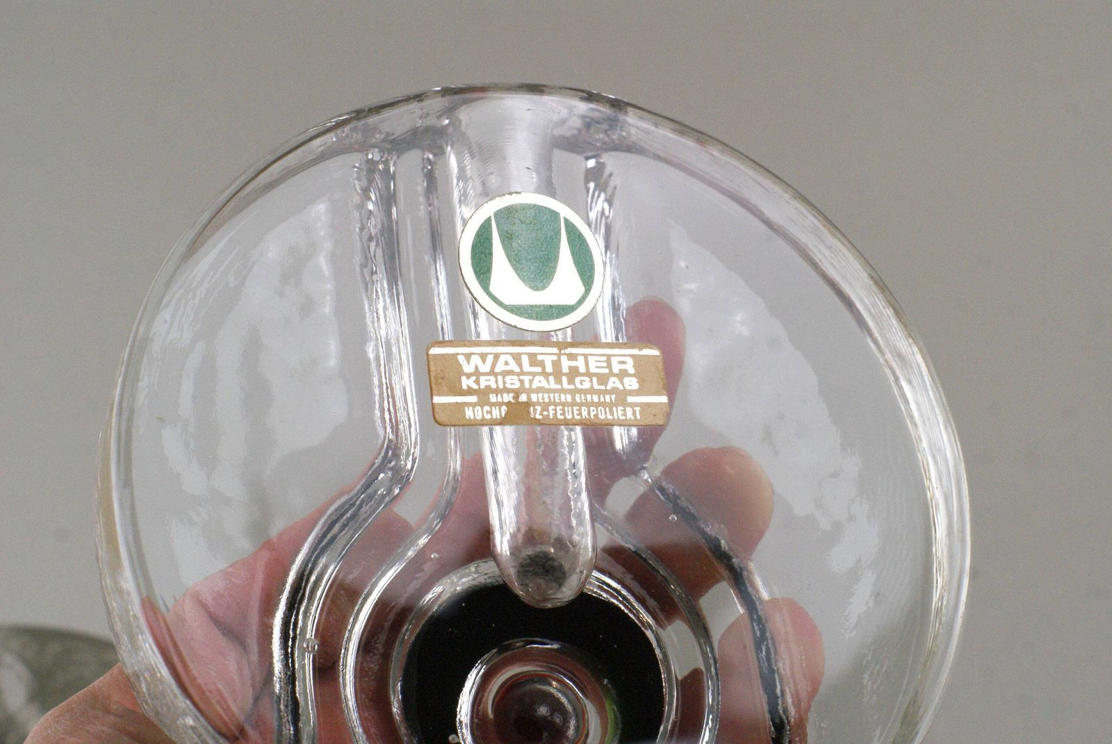 photo vinterior Walther Glass Wheel Vases: 1960s Solifleur Pair With Bullseye Motif