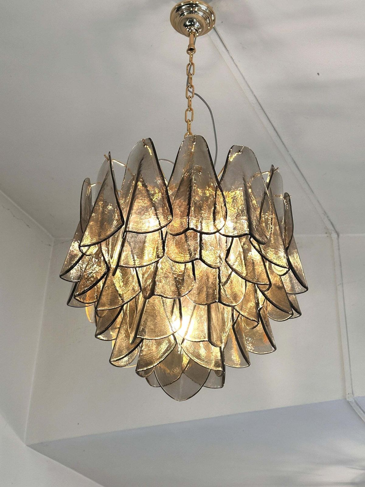 Contemporary Modern Smoked Fumè "Rondini" Murano Glass Chandelier photo buy