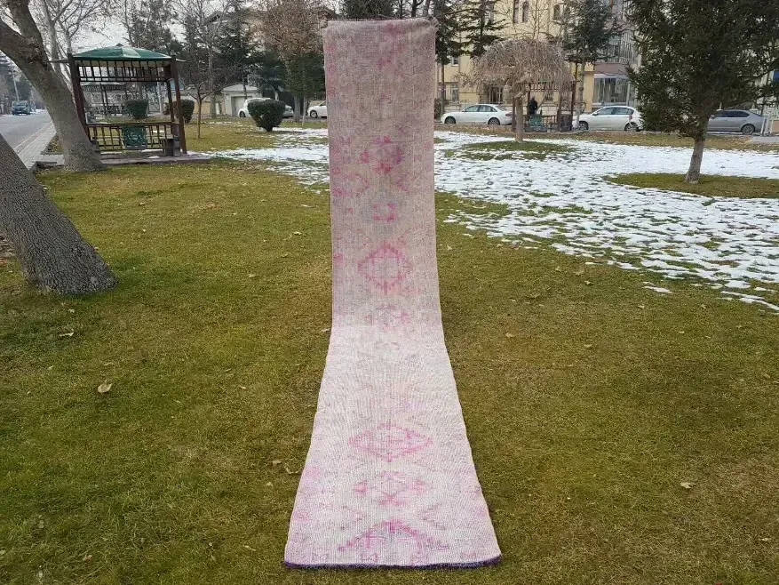 1960s Vintage Turkish Oushak Pink Runner   2′5″ × 14′5″ photo buy