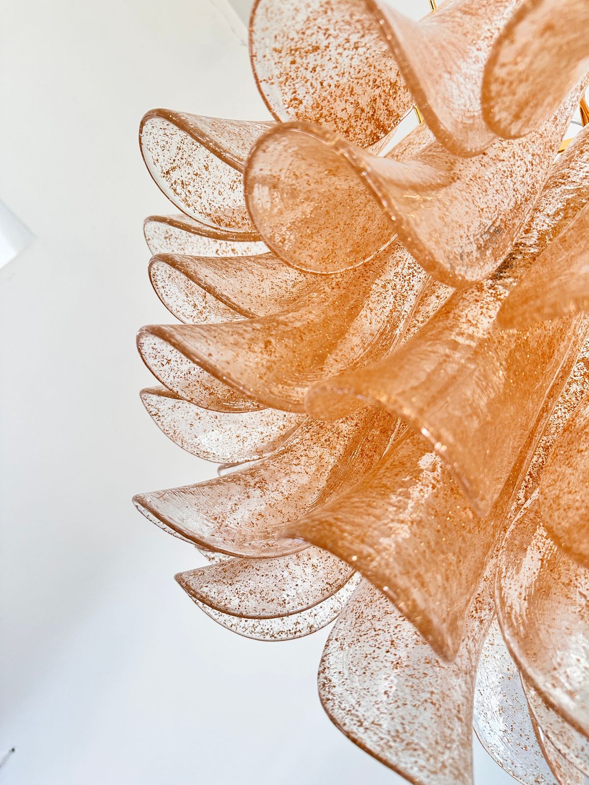 Contemporary Clear And Gold “Petali Selle” Murano Glass Chandelier In Mazzega Style photo 4600.0