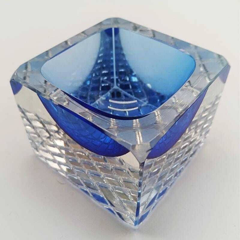 1960s Square Ashtray Or Catch All In Murano Glass By Mandruzzato. Made In Italy