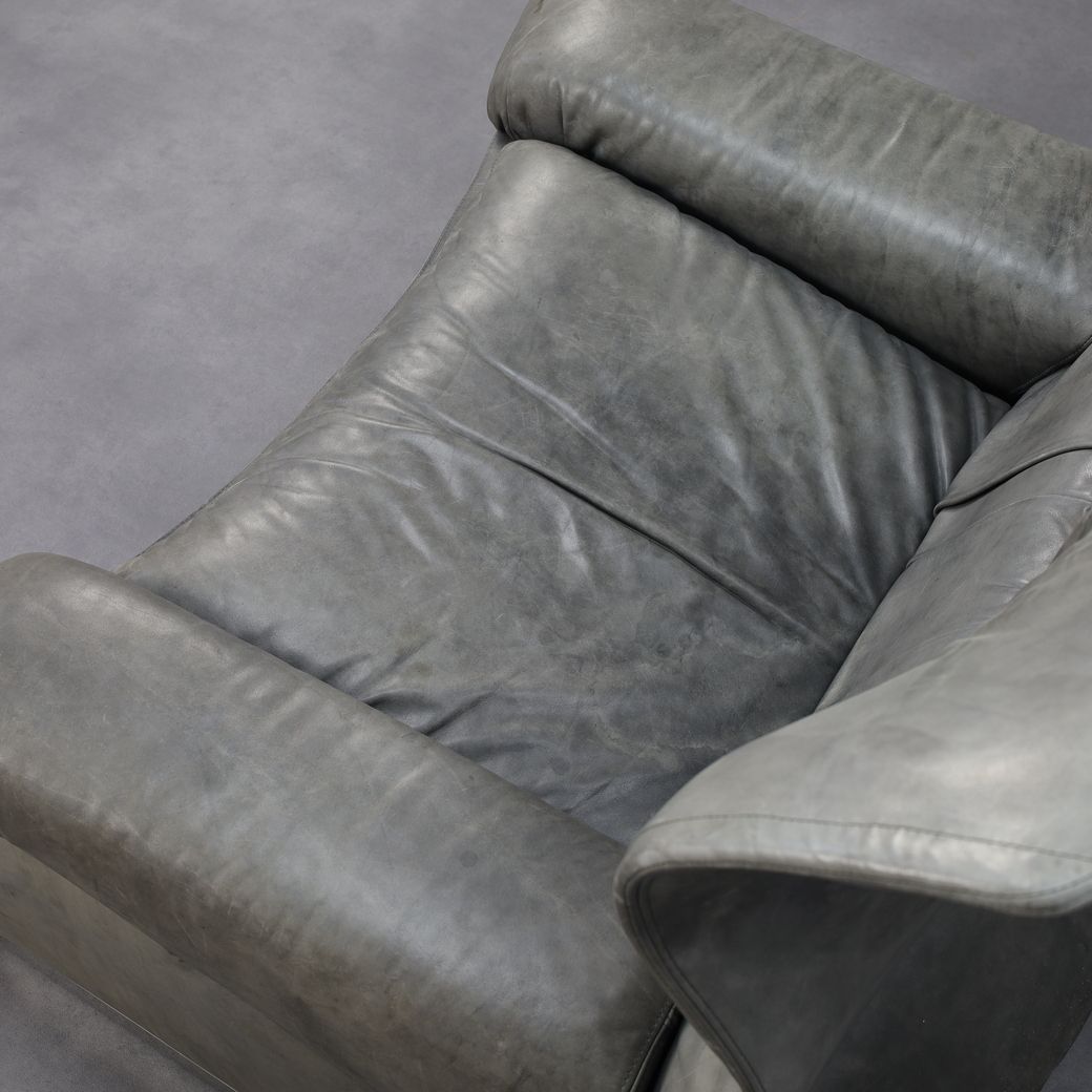 Vela Alta Leather Lounge Chair And Ottoman By Giovanni Offredi For Saporiti, Italy, 1970s photo vinterior