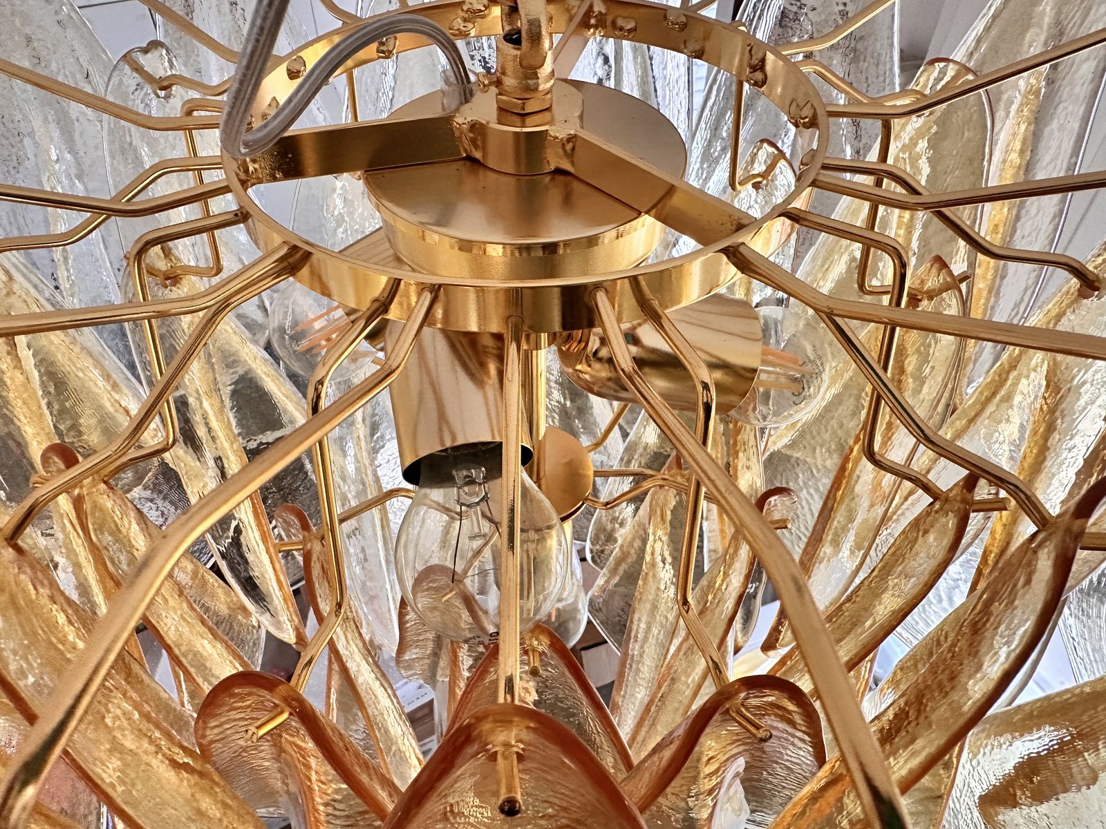 Contemporary Modern Amber "Rondini" Murano Glass Chandelier. photo 6448.0
