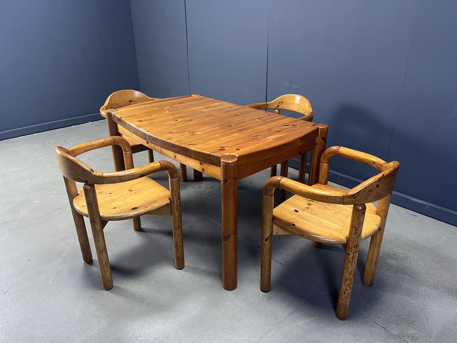 Cj Rosengaarden Pine Wood Dining Set   Set Of 5   1970s photo vintage