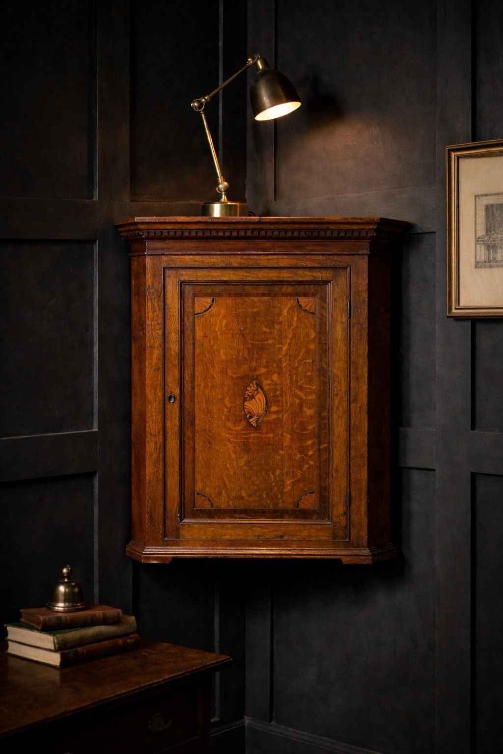 Georgian Oak Wall Corner Cupboard / Hanging Corner Cabinet / Hall Storage photo buy