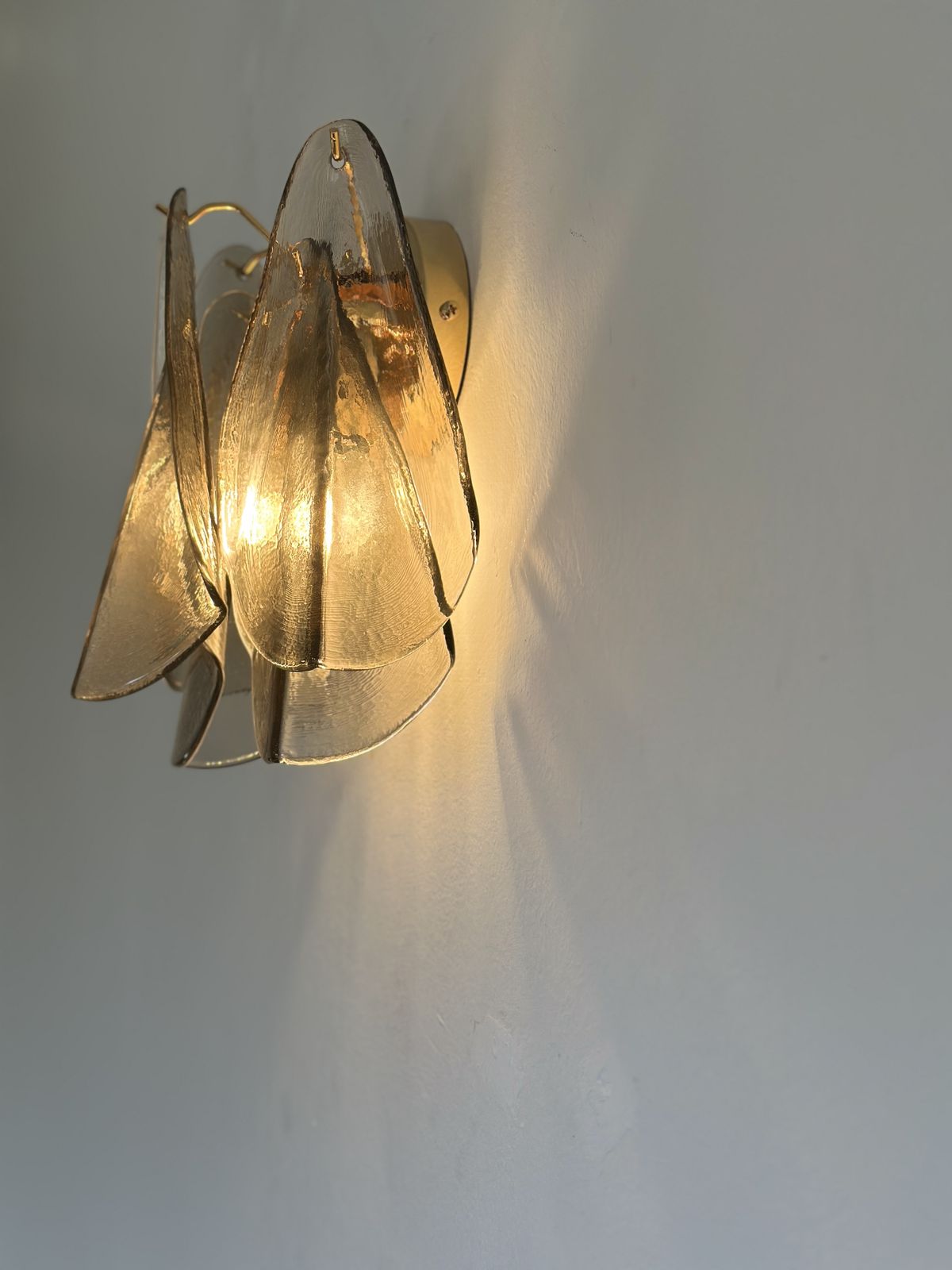 Contemporary Modern Smoked Fumè "Rondini" Murano Wall Sconces  Set Of Two photo Lighting