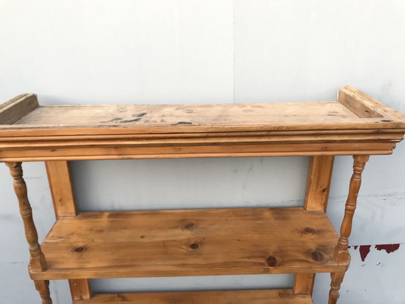 Wonderful 19th Century Late Victorian Pine 3 Trier Wall Hanging Shelfs photo vintage