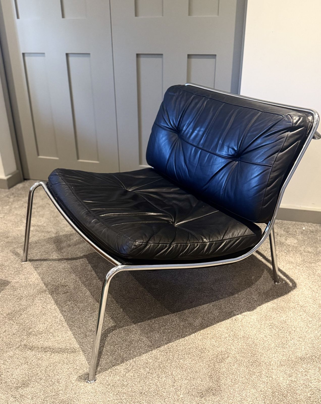 Living Divani Black Leather Frog Chair