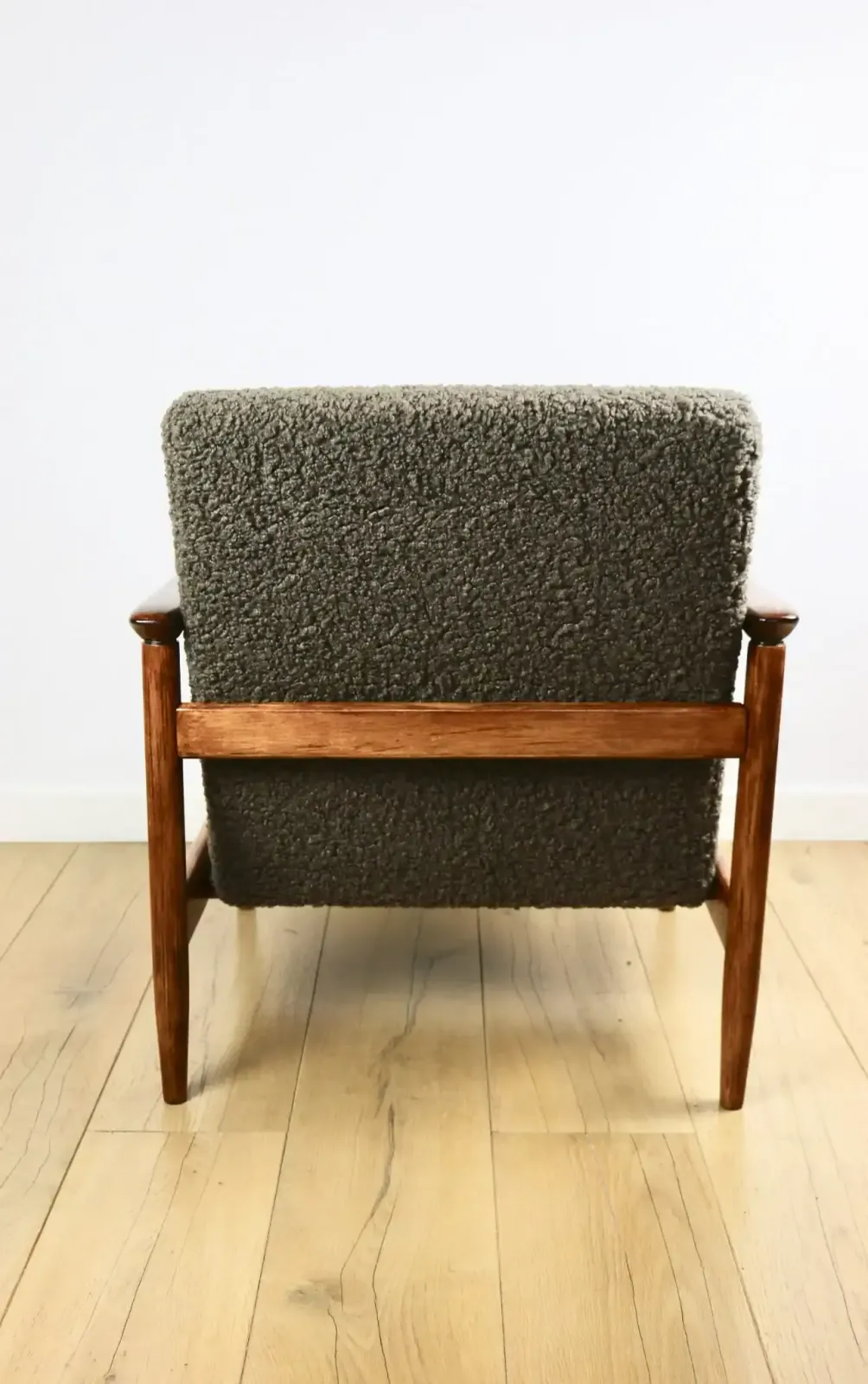 Gfm 142 Armchair, Designed By Edmund Homa From The 1970s, Brown Chocolate, Thick Bouclé photo vintage