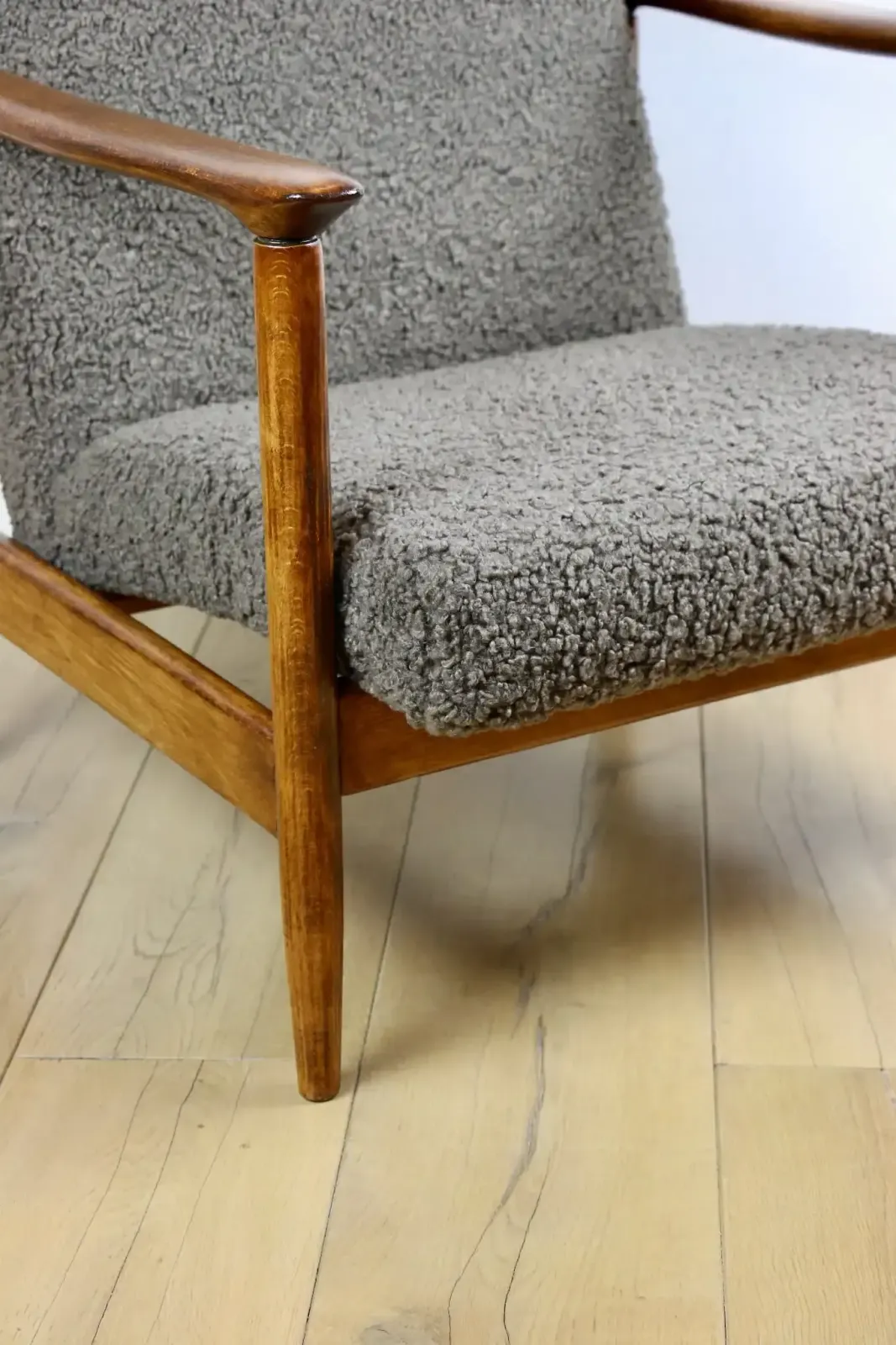 Furniture Gfm 142 Armchair, Designed By Edmund Homa From The 1970s, Brown Chocolate, Thick Bouclé photo