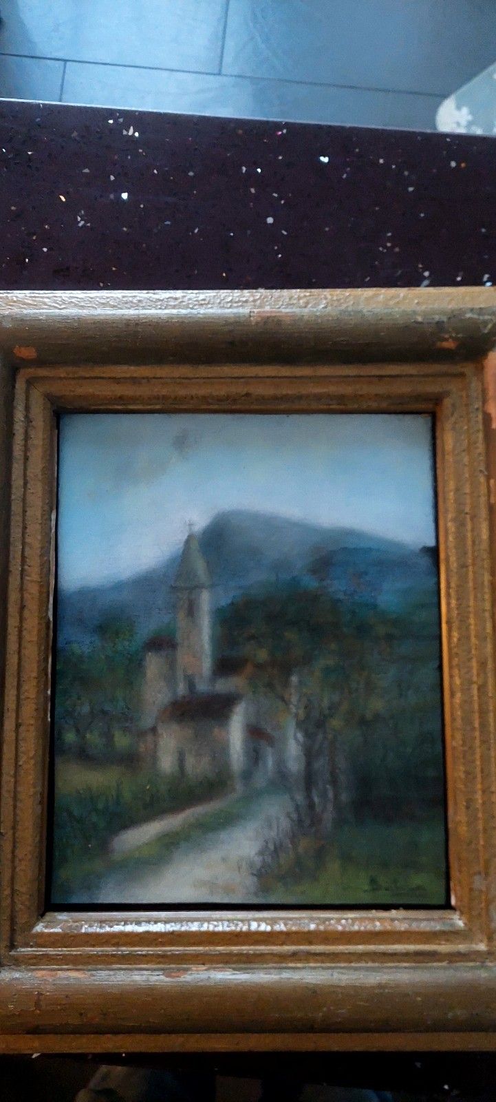 Antique Pastel Painting On Paper Signed Landscape Bartalini Frame photo vinterior