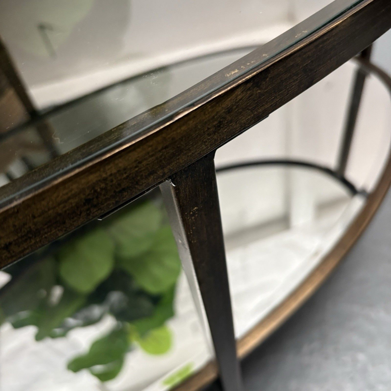 Gallery Direct Hudson Antique Oval Bronze & Glass Mirrored Coffee Table photo Furniture