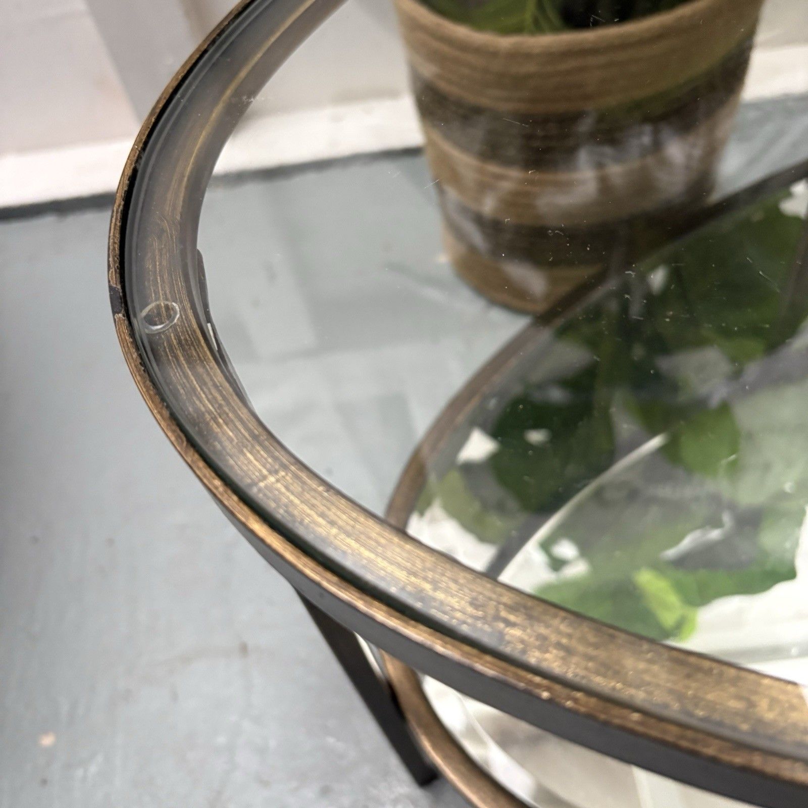Gallery Direct Hudson Antique Oval Bronze & Glass Mirrored Coffee Table photo buy