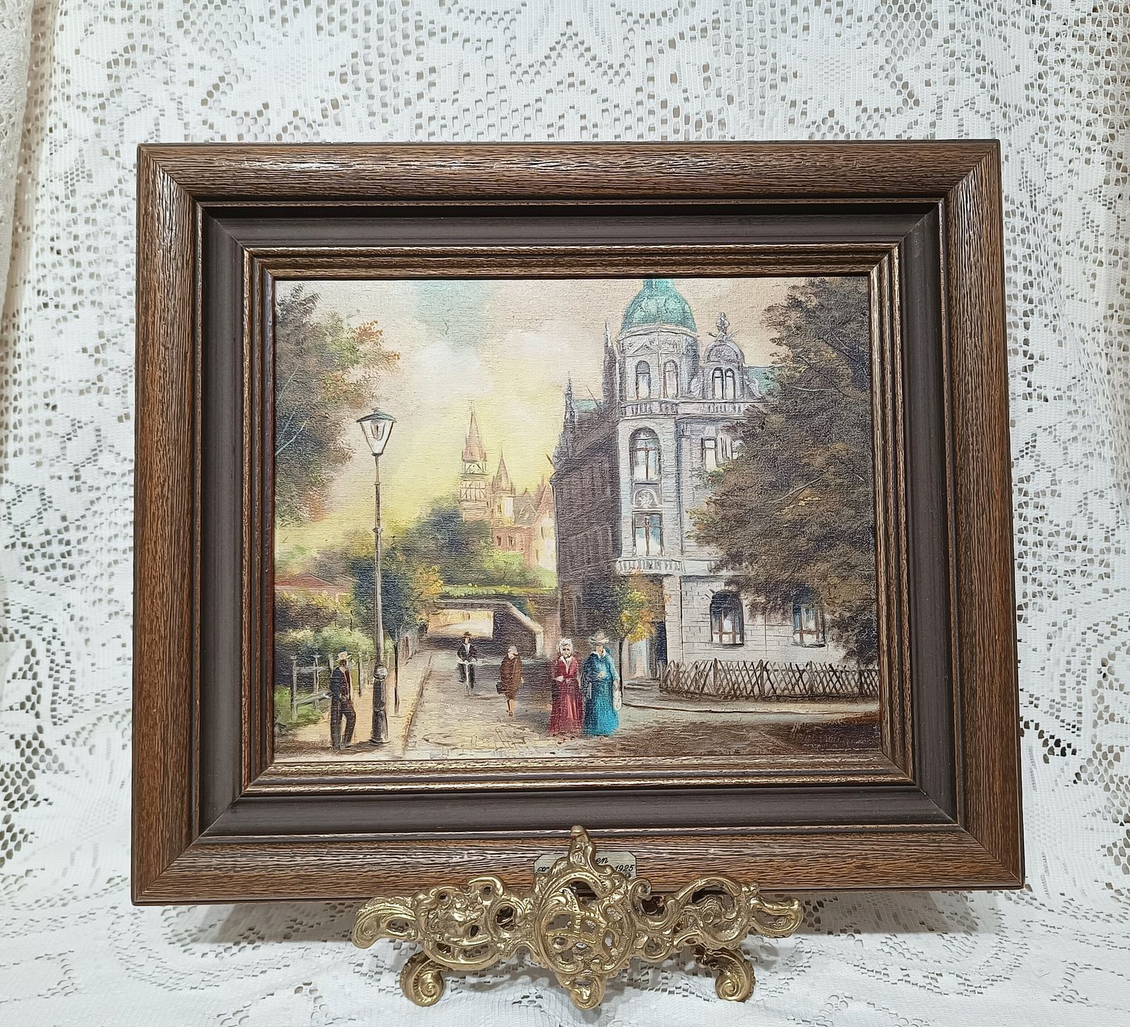 Original Oil Painting German Street Scene Signed Harry Maria Eggert.