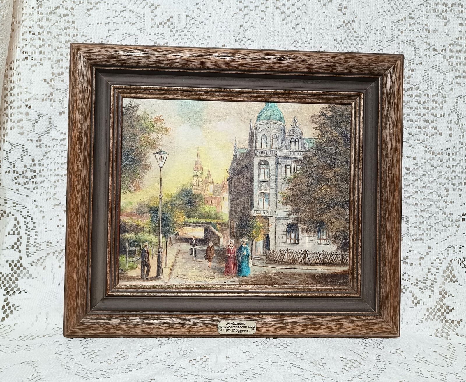 Original Oil Painting German Street Scene Signed Harry Maria Eggert. photo for sale