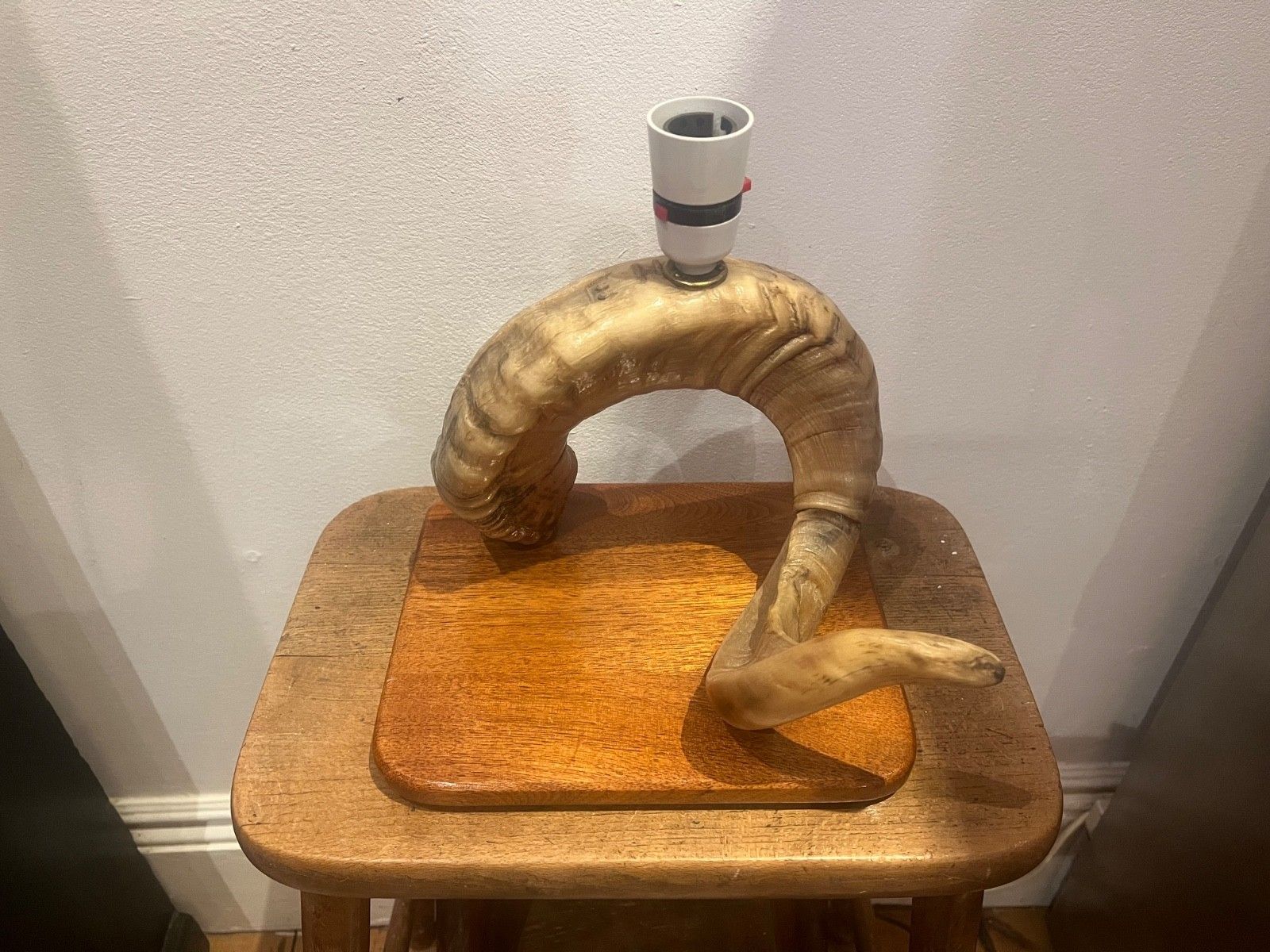 Vintage Lamp, Ram’s Horn Lamp On Teak Base, Original Item, Pair Available photo furniture