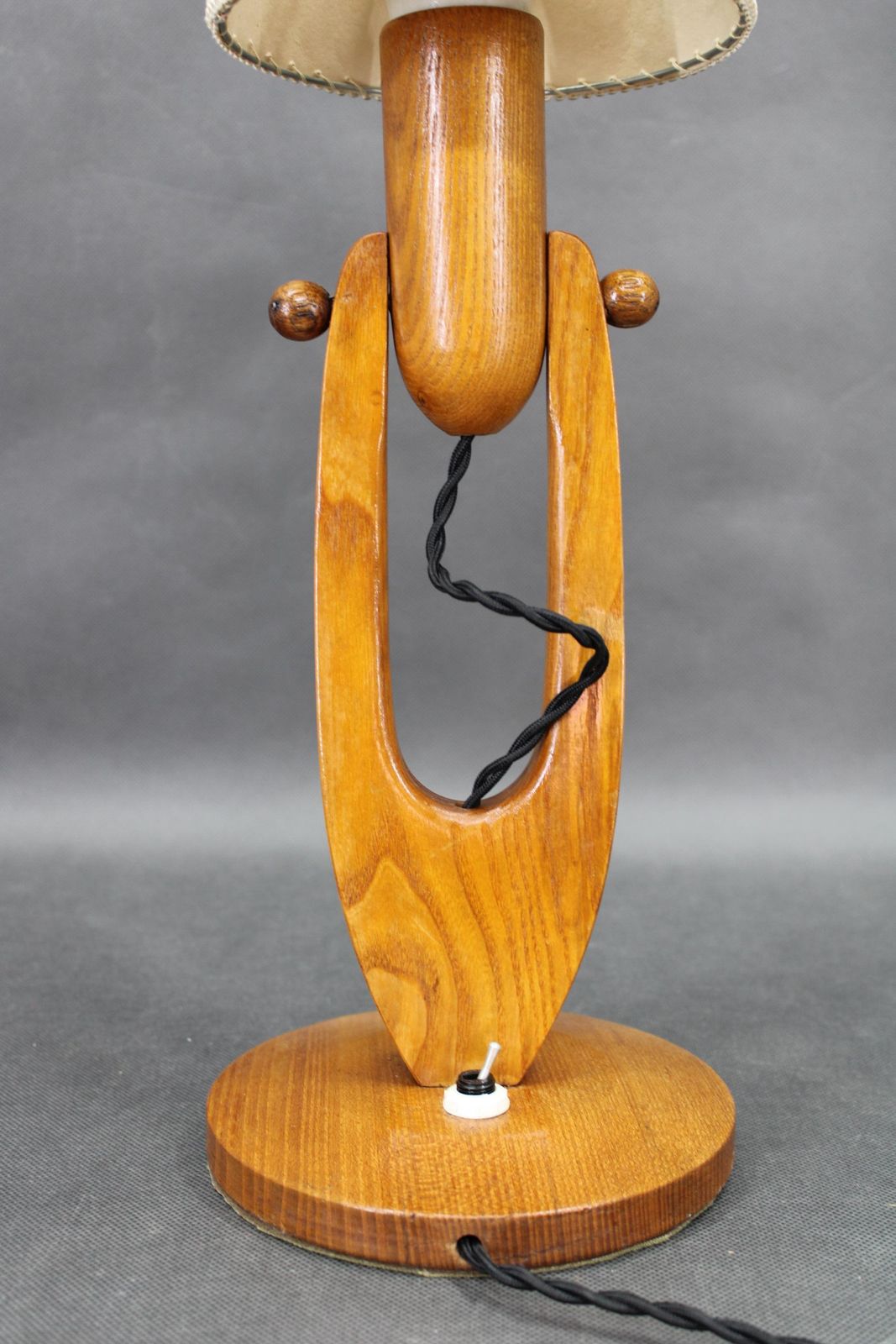 Pair Of Mid Century Adjustable Wooden Table Lamps, Czechoslovakia, 1970s photo vintage