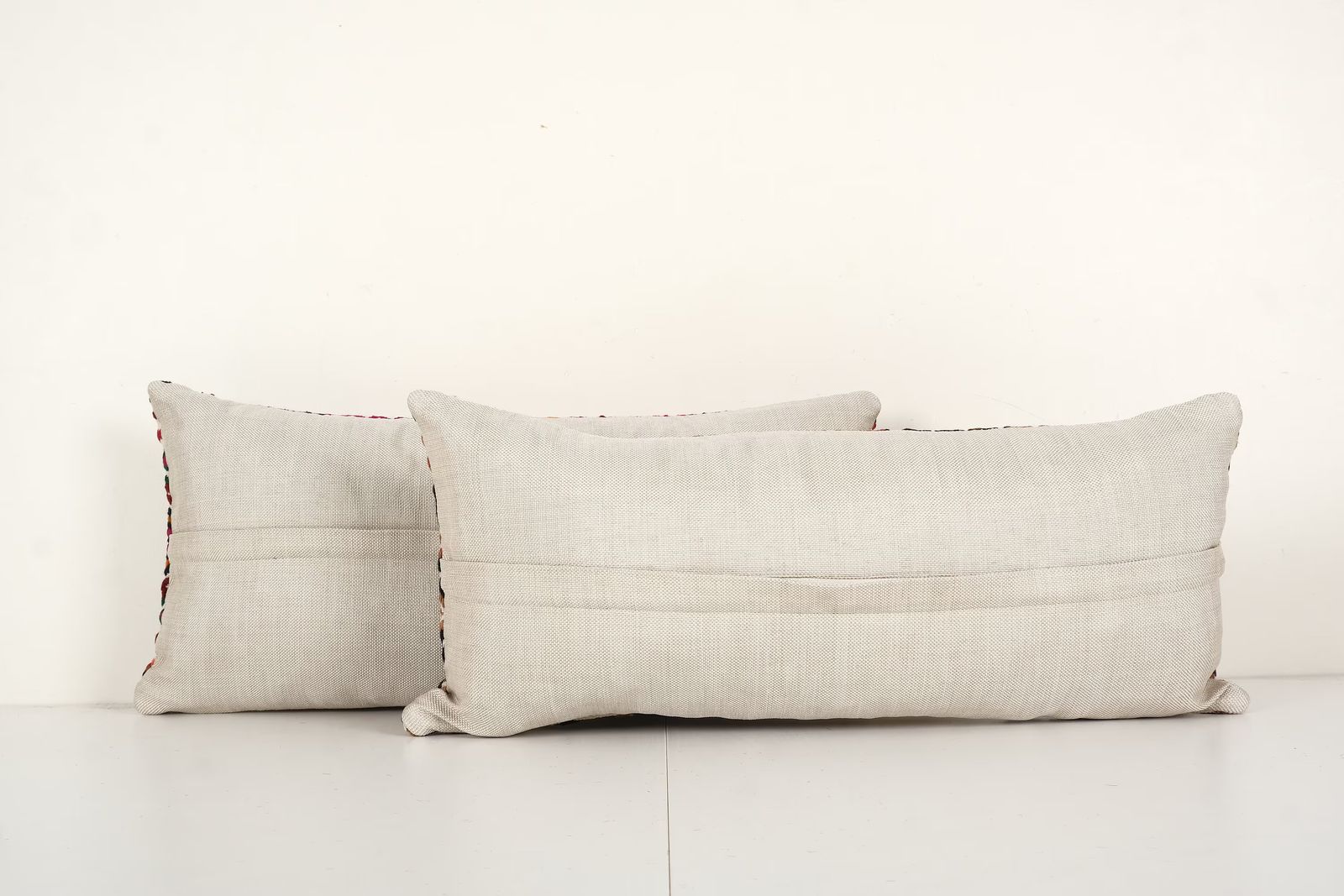 Set Of 2 Vintage Kilim Lumbar Pillow Covers, Turkish Handwoven Decor photo for sale
