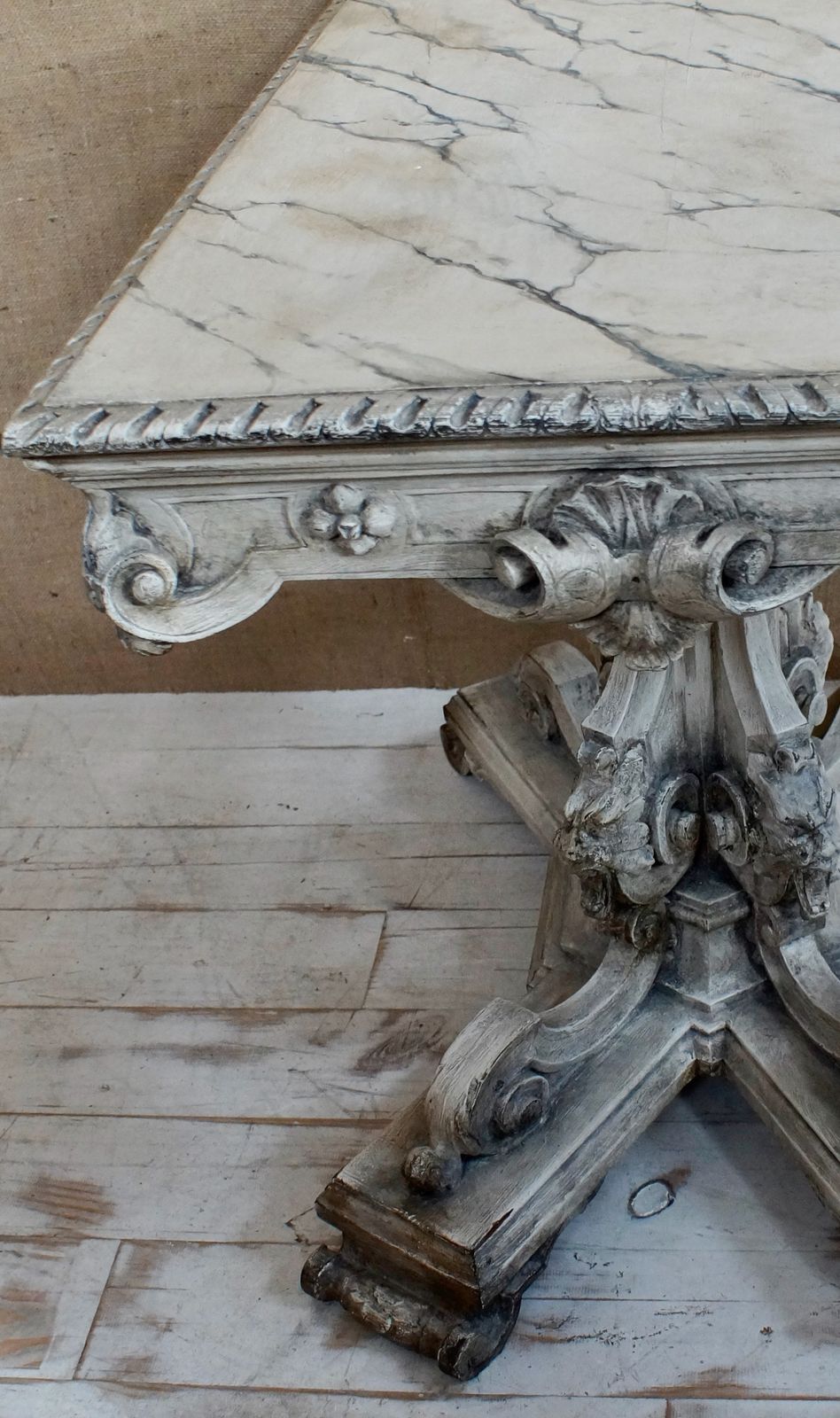 photo furniture Victorian Italian Baroque Painted Faux Marble Centre Table