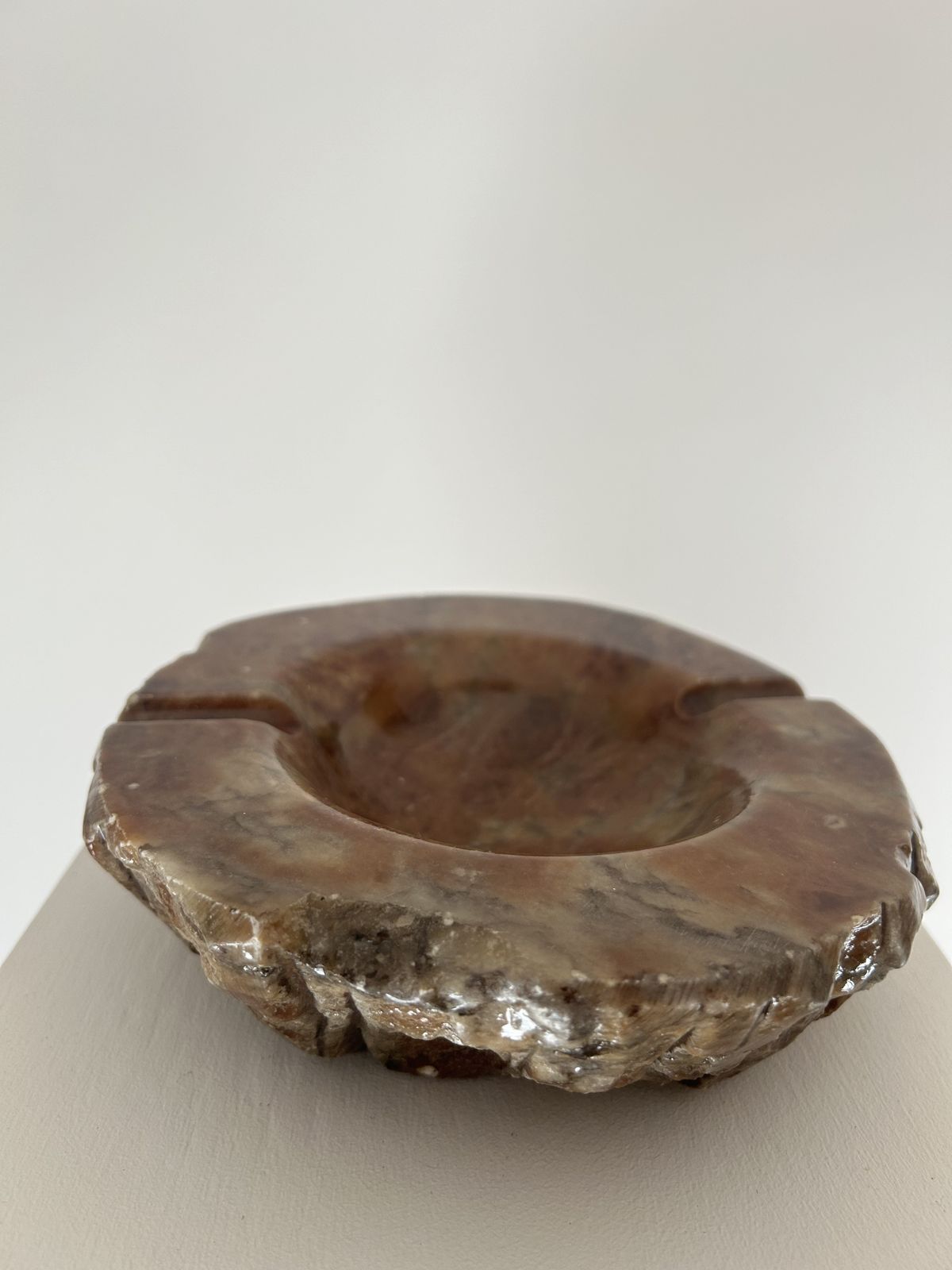 1960s Large Italian Alabaster Astray/Incense Holder In Tones Of Brown photo 58.0