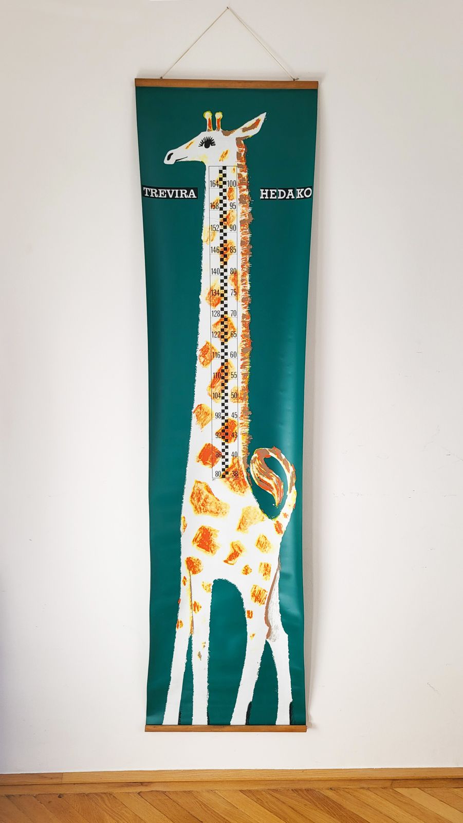 Mid Century Children's Height Chart, "Giraffe", Czech Republic, 1960s photo Art