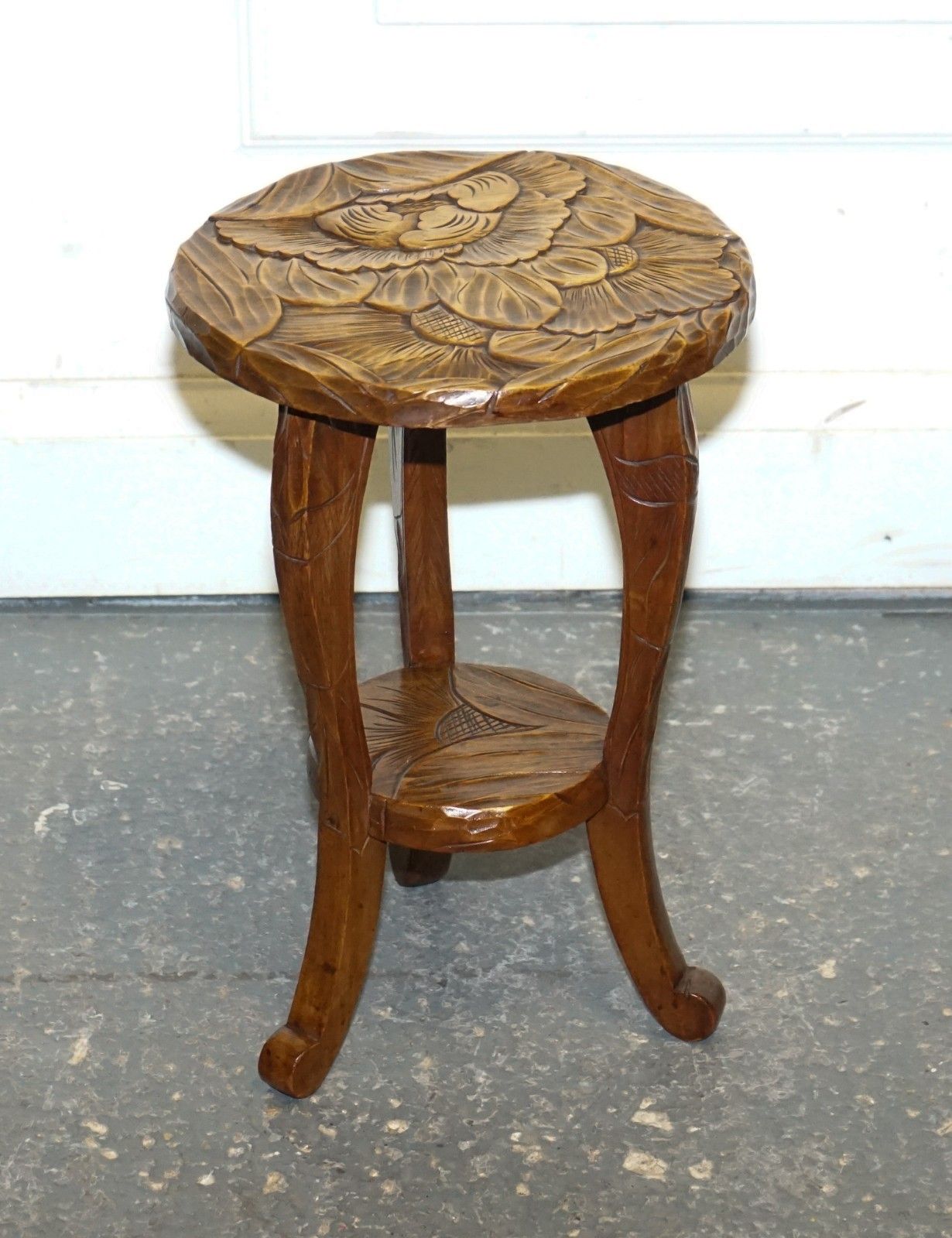 Restored 19th Century Libertys London Hand Carved Occasional Side Lamp Table photo furniture