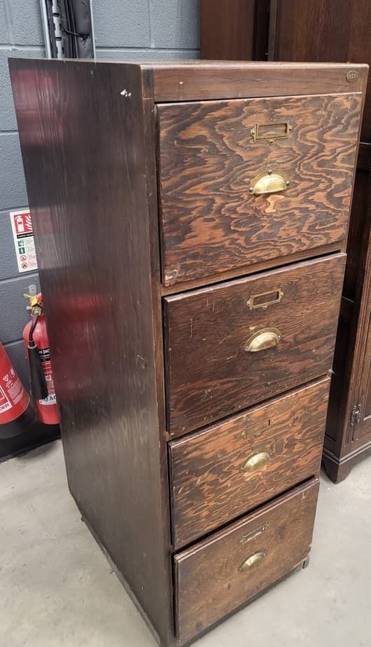 20thc Wooden Large Tall 4 X Drawer Filing Cabinet Drawers photo furniture