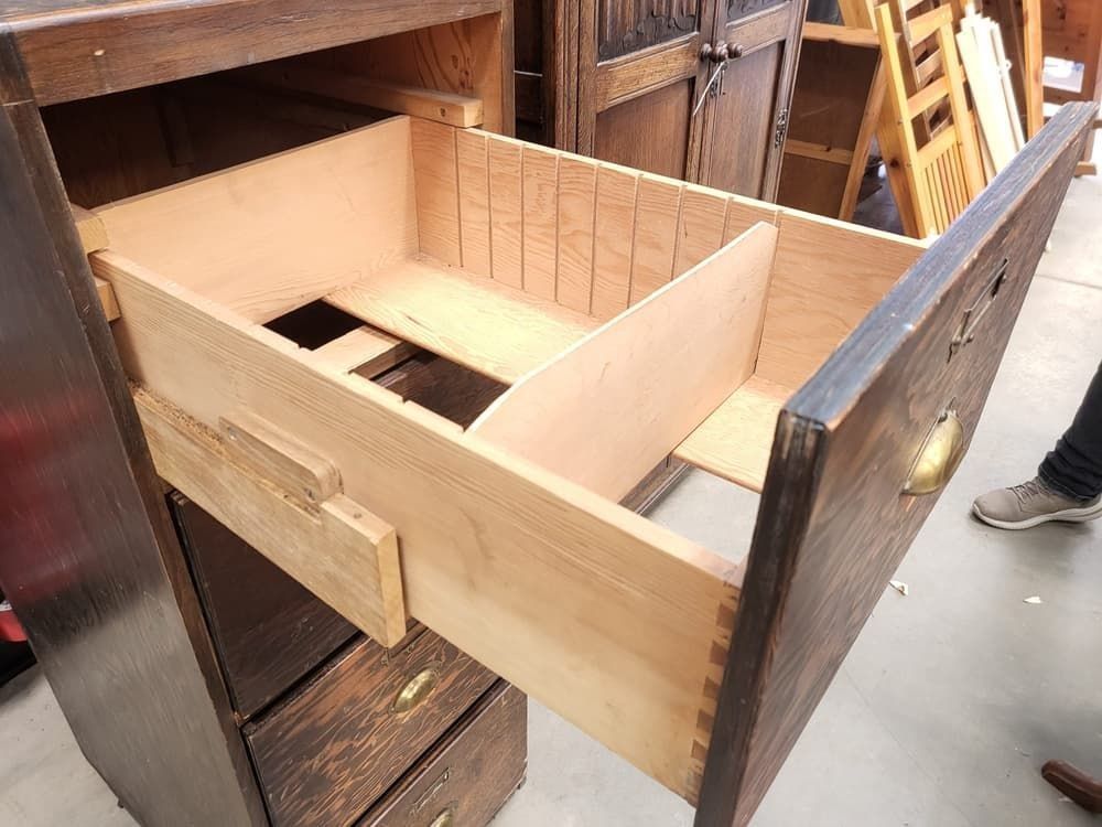 20thc Wooden Large Tall 4 X Drawer Filing Cabinet Drawers photo for sale