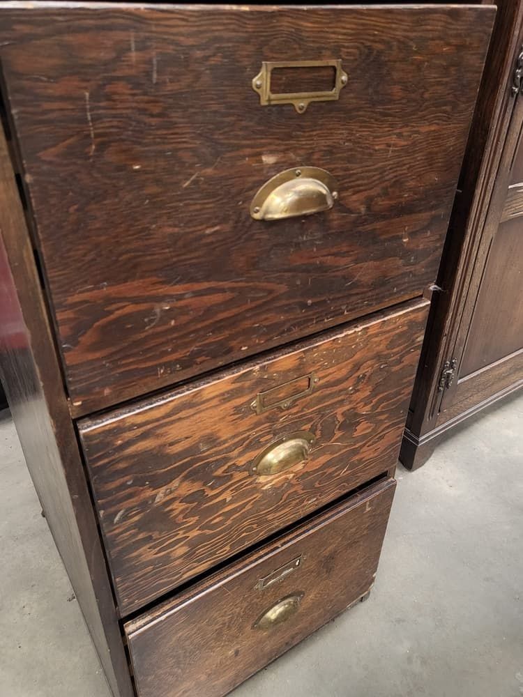 photo furniture 20thc Wooden Large Tall 4 X Drawer Filing Cabinet Drawers