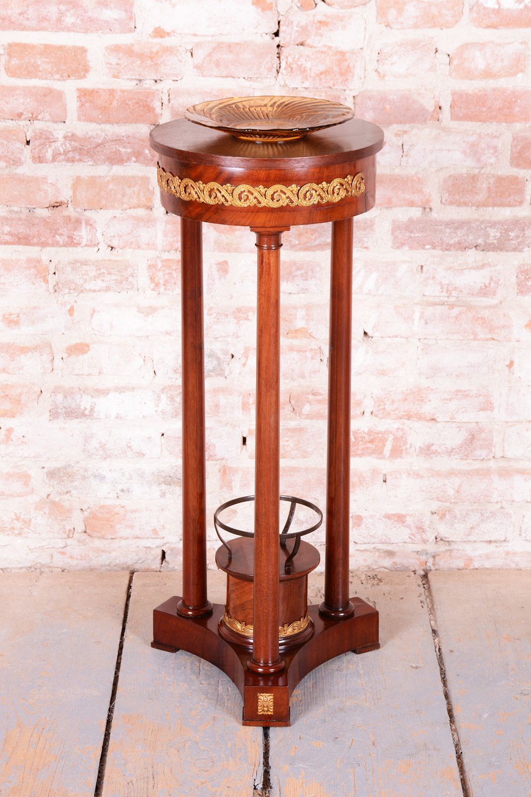 Restored Empire Pedestal, Mahogany, Brass, Revived Polish, France, 1820s photo Home Decor