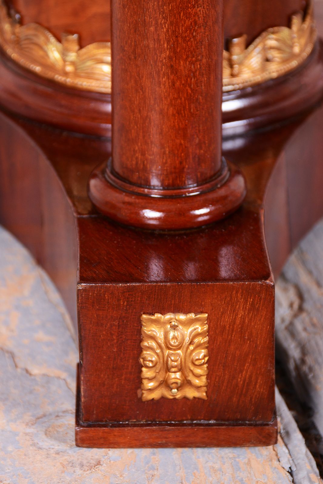 Restored Empire Pedestal, Mahogany, Brass, Revived Polish, France, 1820s photo 1250.0