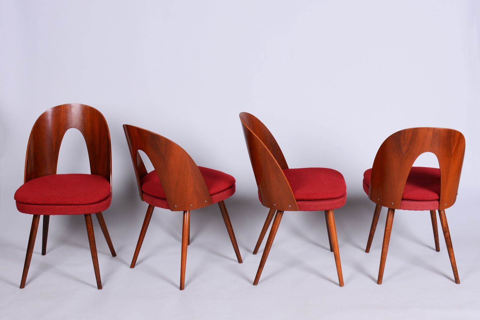 Set Of Four Original Mid Century Chairs, By Antonín šuman, Walnut, Czech, 1950s